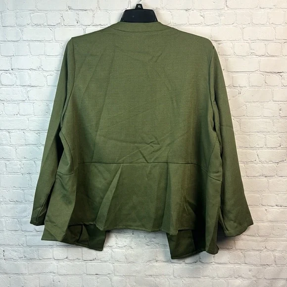 BloomChic Olive Green Button Detail Open Front Jacket Plus Sizes 1X & 2X - Picture 5 of 5